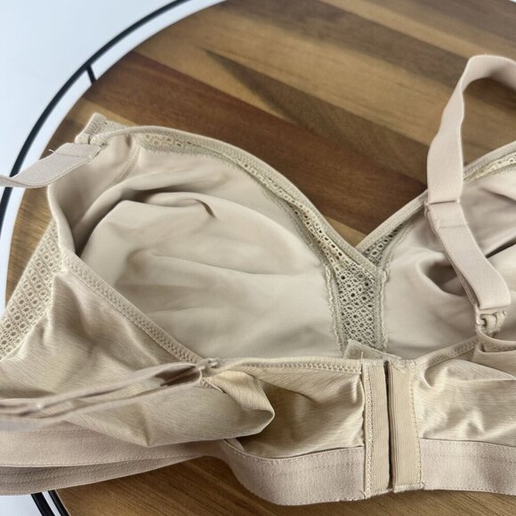 Hanes Womens Wire-Free Comfort Bra 2X Beige Nylon/Spandex Blend With Lace Accent - Picture 8 of 9